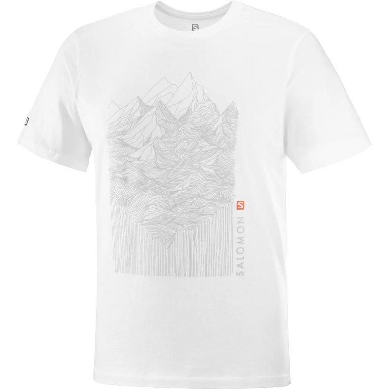 Camiseta Salomon Outlife Estampados Mountain Corta Sleeve Hombre Blancos | MX GYOR756